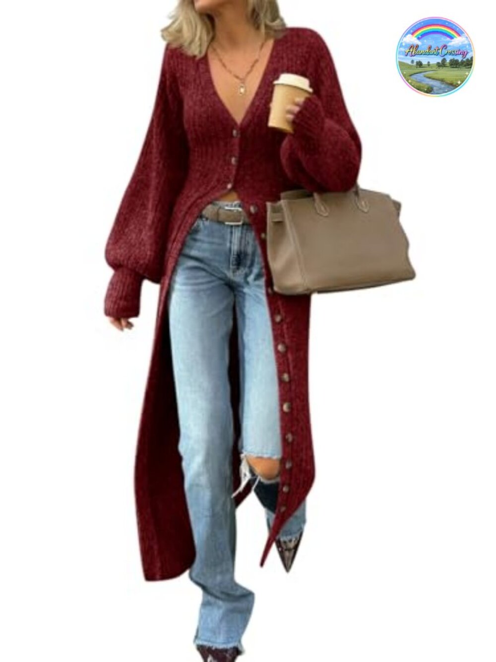 Chunky Knit Long Duster Cardigan Button Down Maxi Sweater Dress
